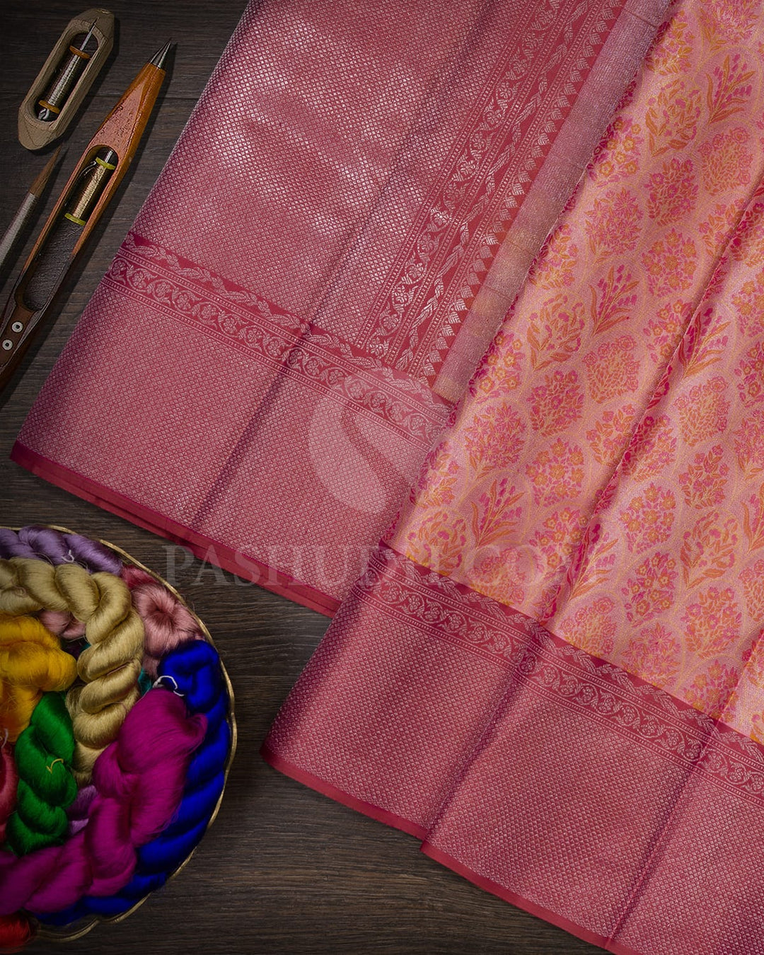 Baby Pink With Rouge Pink Kanjivaram Silk Saree-D621(F)