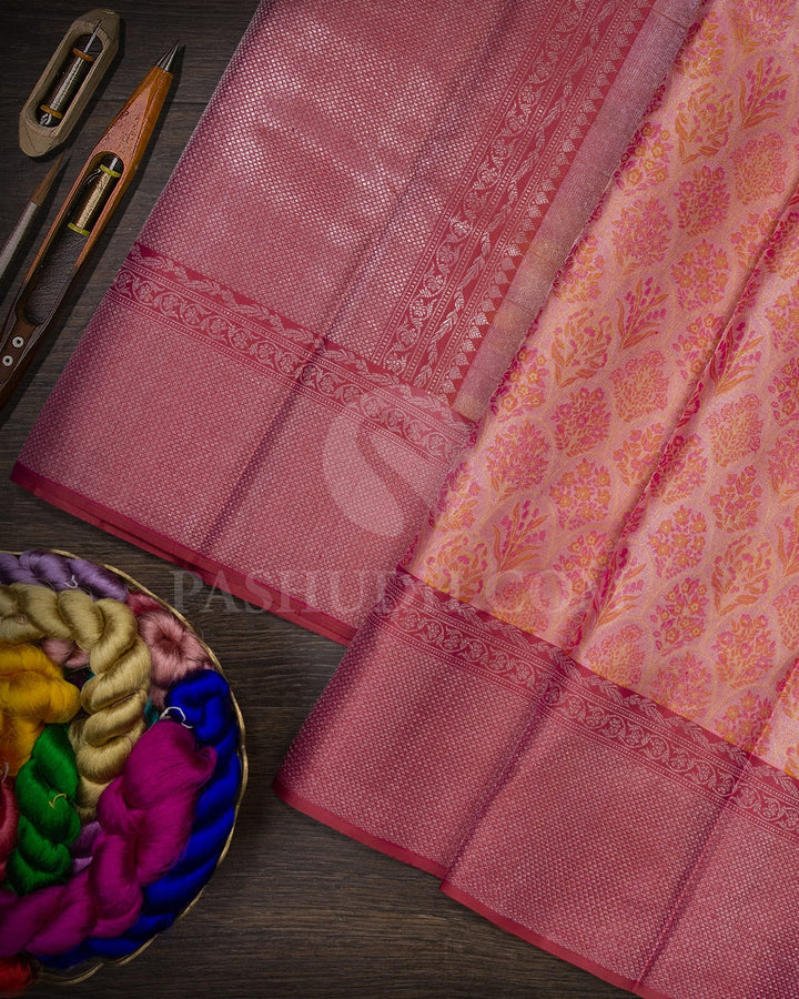 Baby Pink With Rouge Pink Kanjivaram Silk Saree-D621(F)