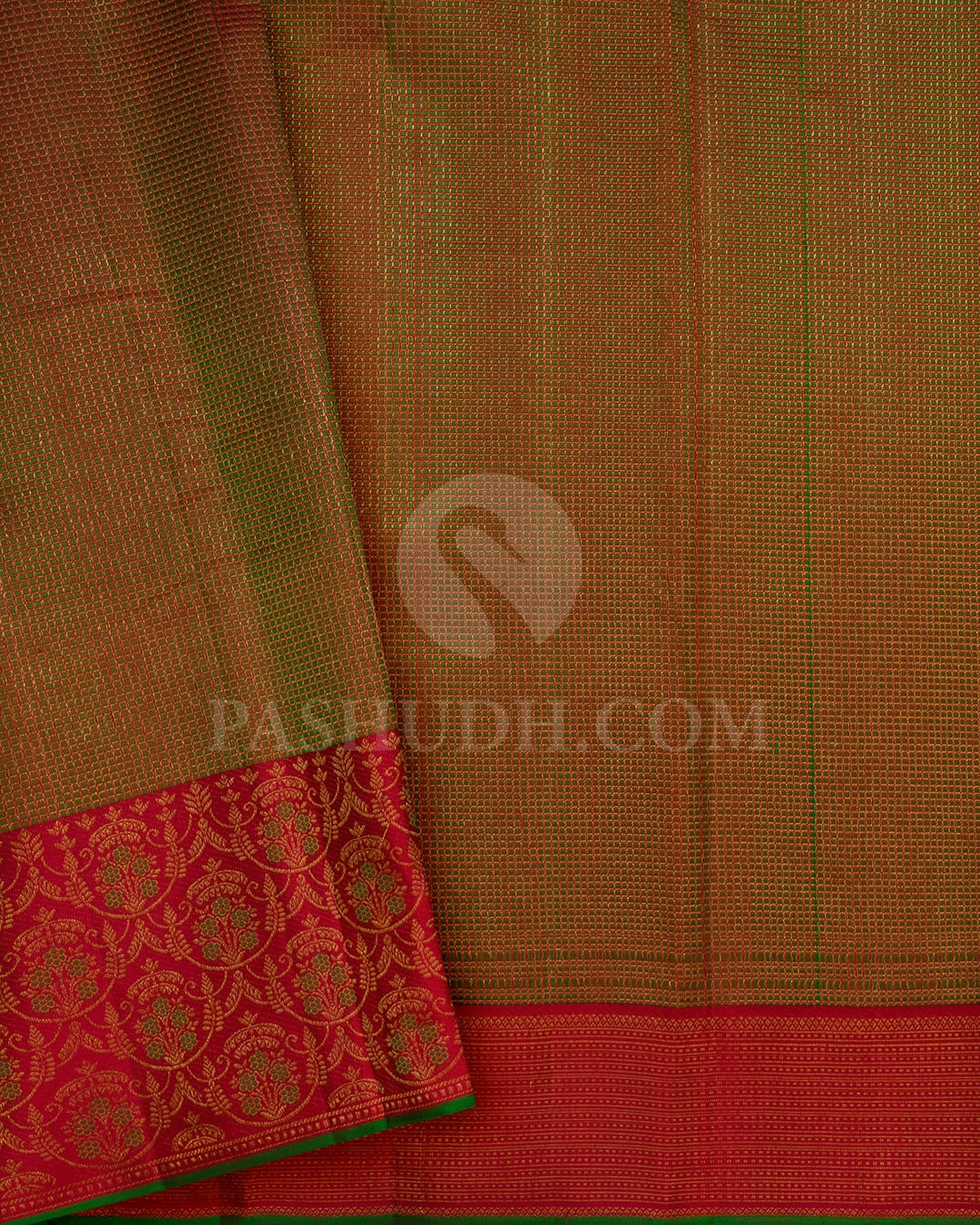 Red With Green Kanjivaram Silk Saree-DJ392(C)