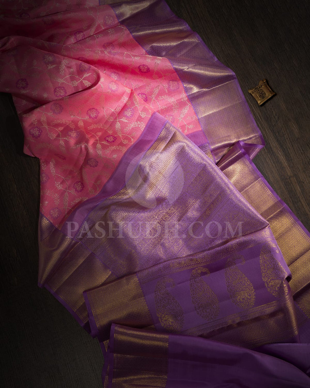Light Pink And Lavender Kanjivaram Silk Saree-S1244(D)