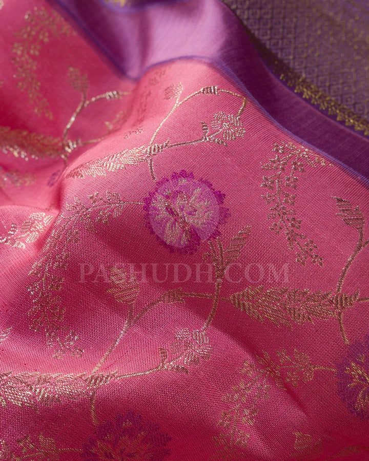 Light Pink And Lavender Kanjivaram Silk Saree-S1244(D)