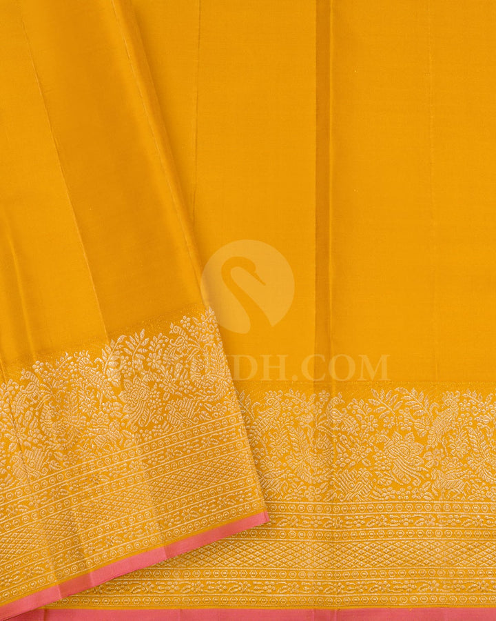 Grey With Mango Yellow Kanjivaram Silk Saree-S1466(C)