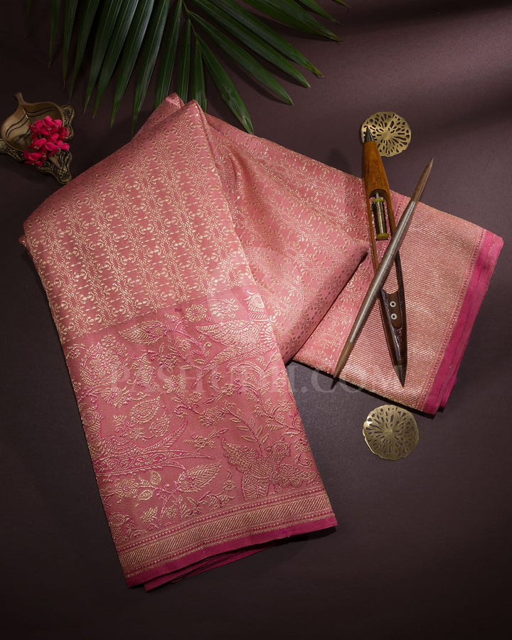 Baby Pink Kanjivaram Silk Saree-S1405(E)