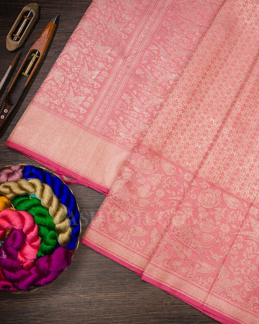 Baby Pink Kanjivaram Silk Saree-S1405(E)