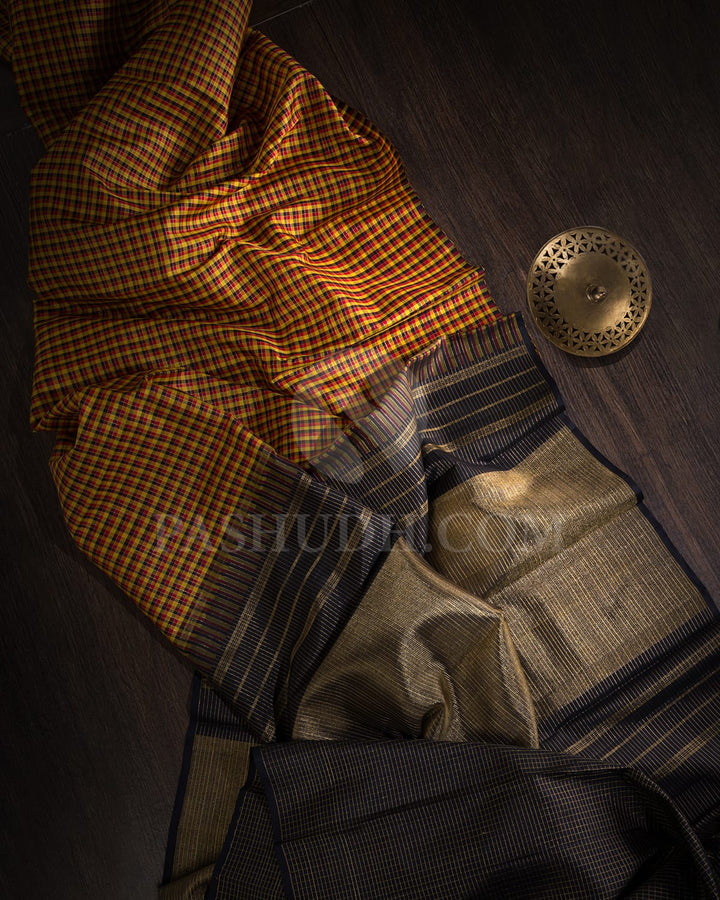 Multi Color With Black Kanjivaram Silk Saree-S1614(A)