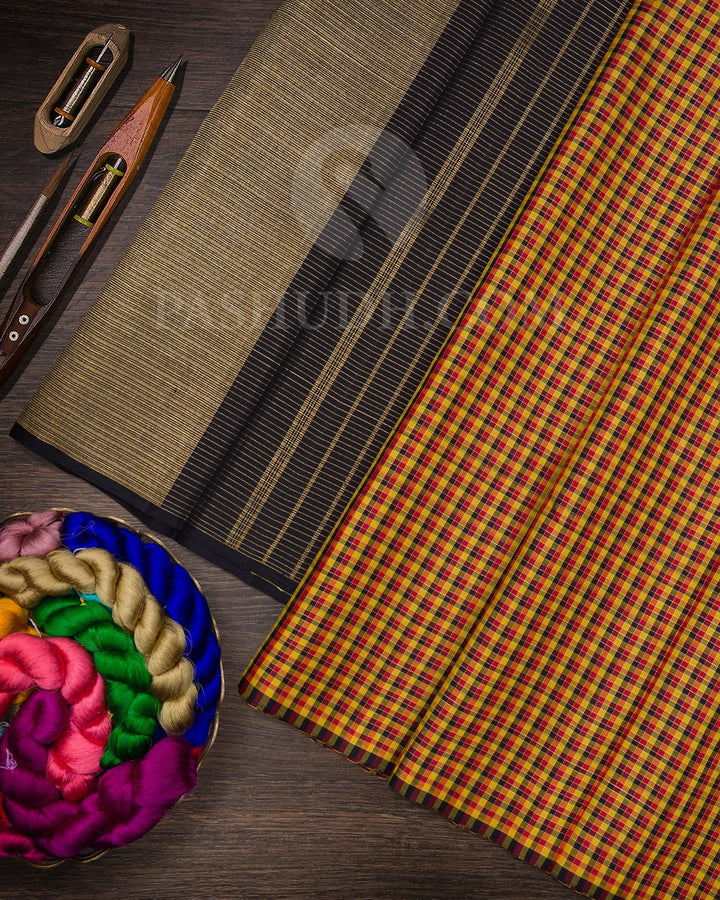 Multi Color With Black Kanjivaram Silk Saree-S1614(A)