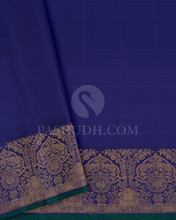 Baby Pink With Cobalt Blue Shimmer Kanjivaram Silk Saree-S1605(A)