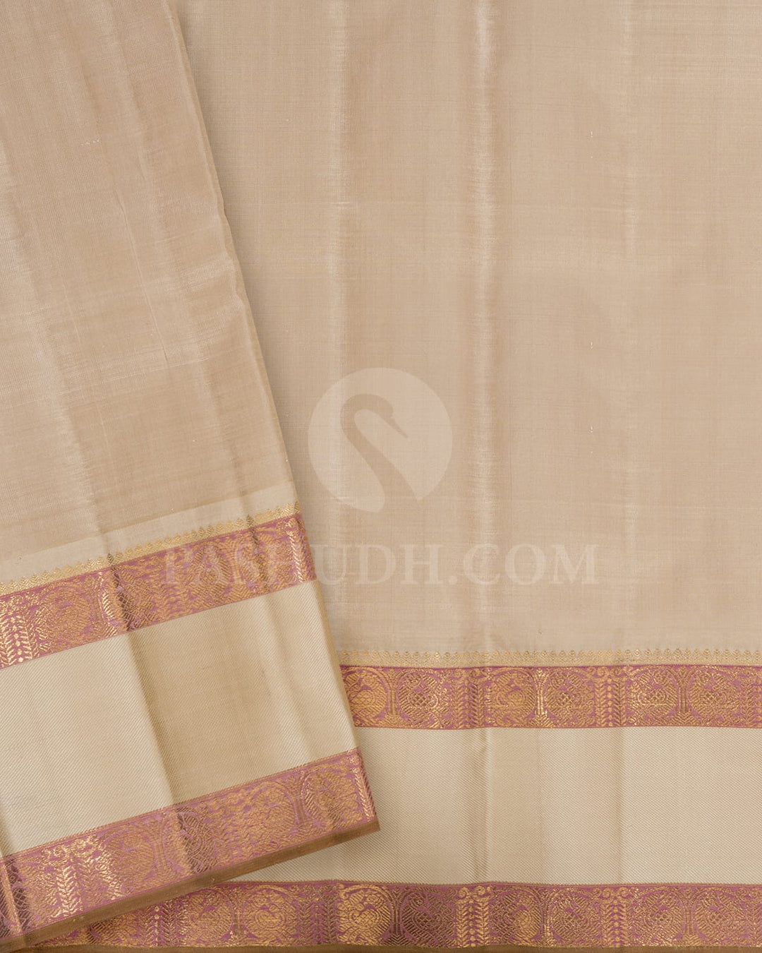 Royal Purple And Half White Kanjivaram Silk Saree-S1484(E)