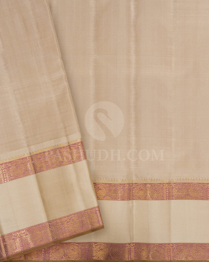 Royal Purple And Half White Kanjivaram Silk Saree-S1484(E)