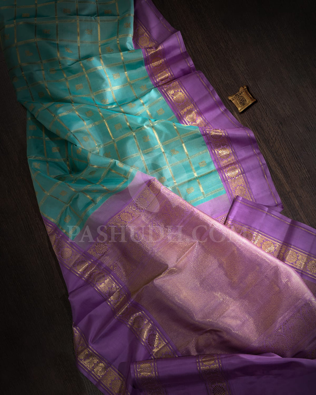 Sky Blue With Lavender Kanjivaram Silk Saree-S1587(B)