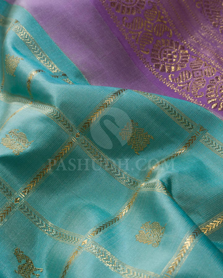 Sky Blue With Lavender Kanjivaram Silk Saree-S1587(B)