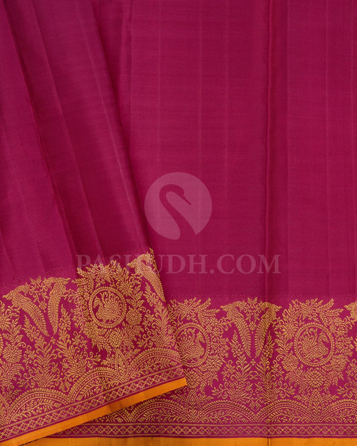 Parrot Green With Magenta Shimmer Kanjivaram Silk Saree-S1612(A)