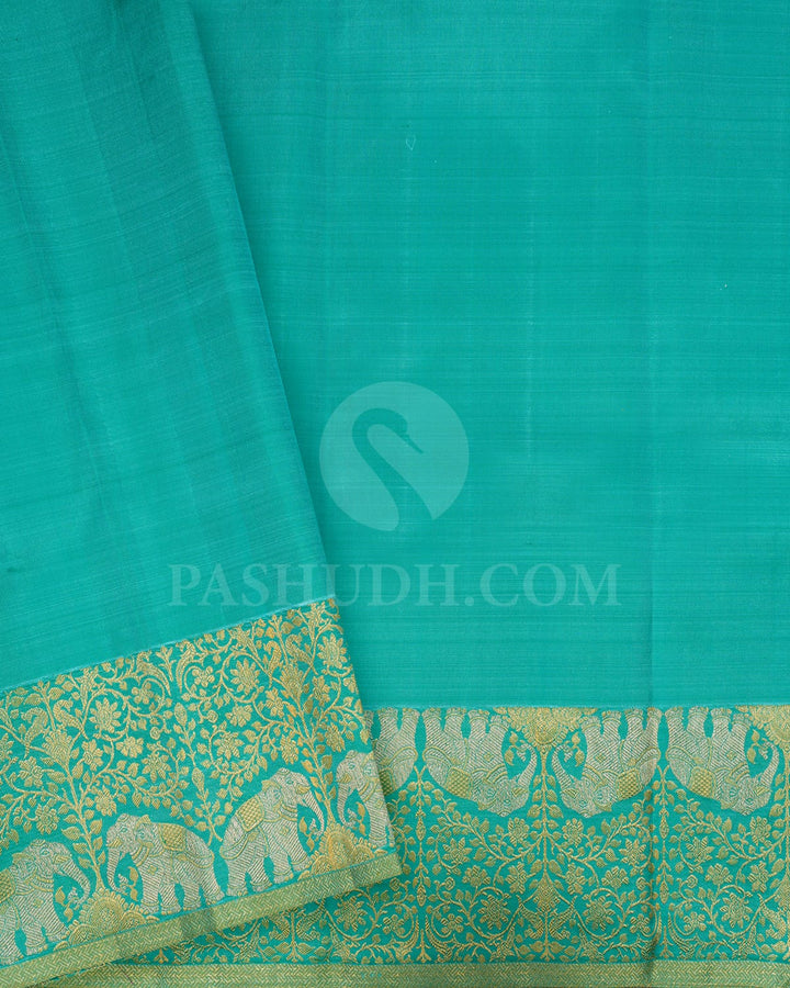 Navy Blue And Sky Blue Kanjivaram Silk Saree-S1595(B)