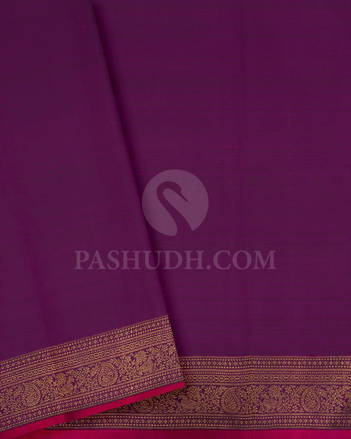 Navy Blue And Violet Kanjivaram Silk Saree-S1517(F)