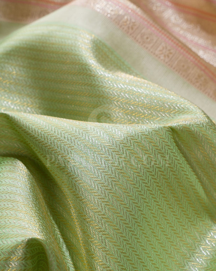 Pista Green And Beige Kanjivaram Silk Saree-S1062(L)