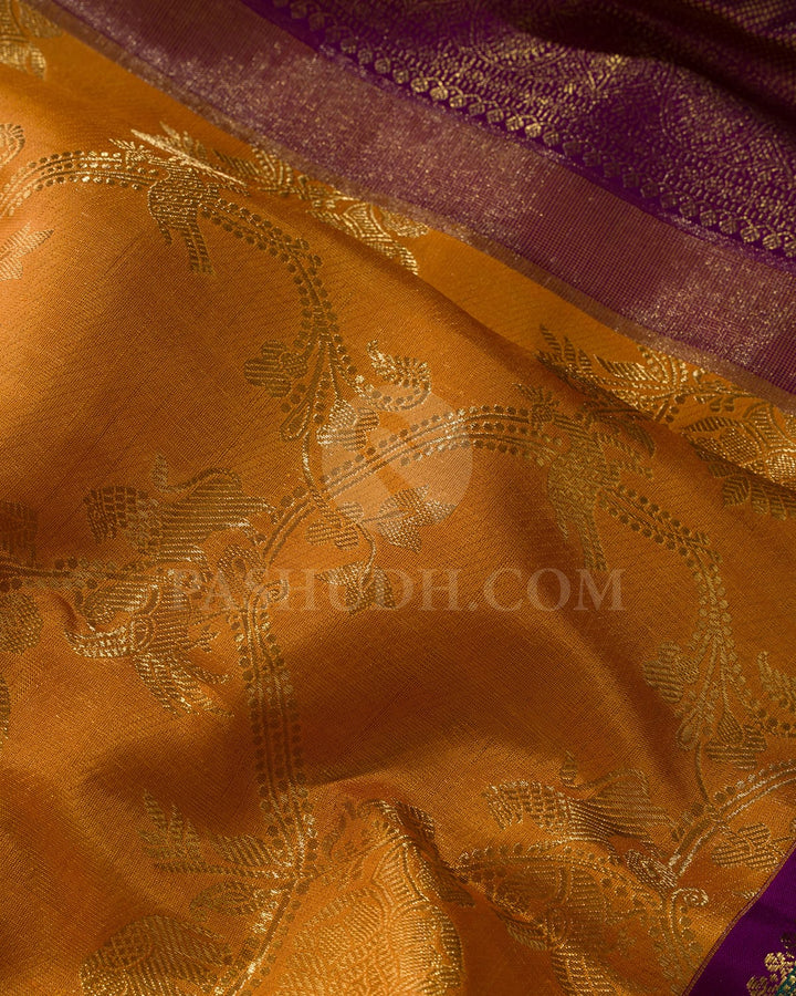 Mango Yellow With Magenta Bridal Kanjivaram Silk Saree-S1623(A)