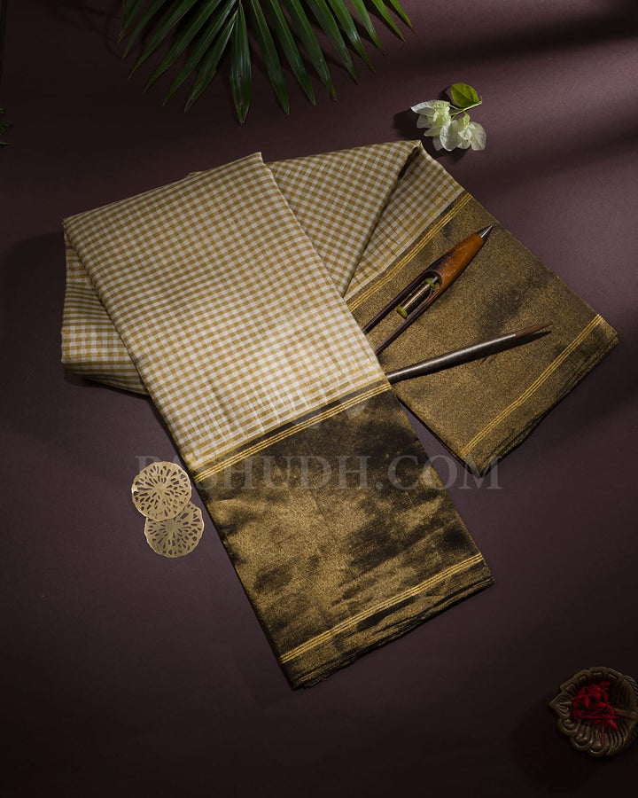 Half White With Black Kanjivaram Silk Saree-S1617(A)
