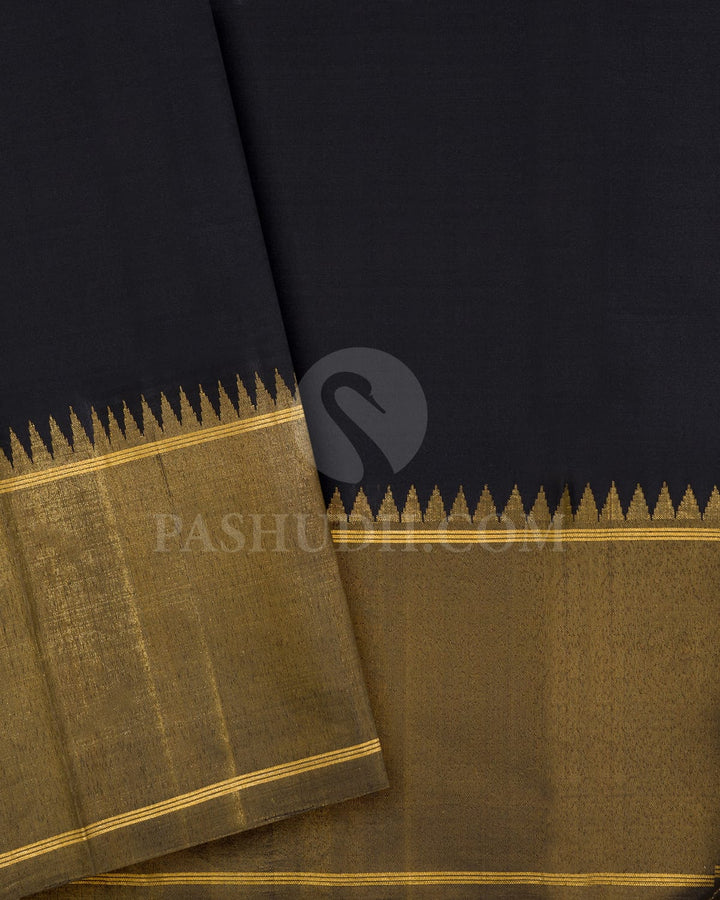 Half White With Black Kanjivaram Silk Saree-S1617(A)