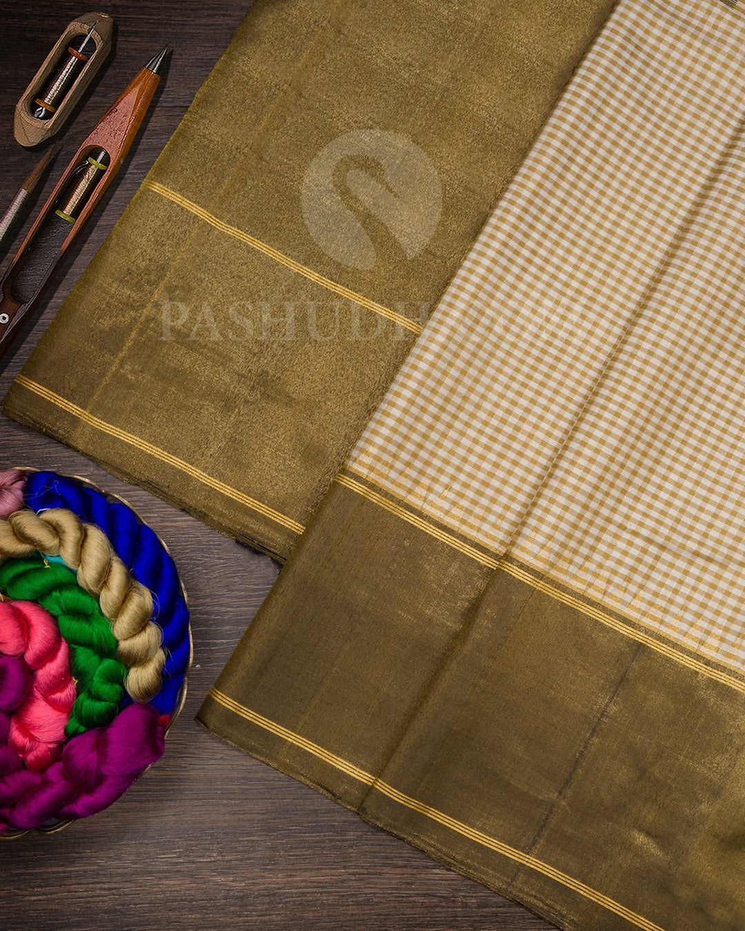 Half White With Black Kanjivaram Silk Saree-S1617(A)