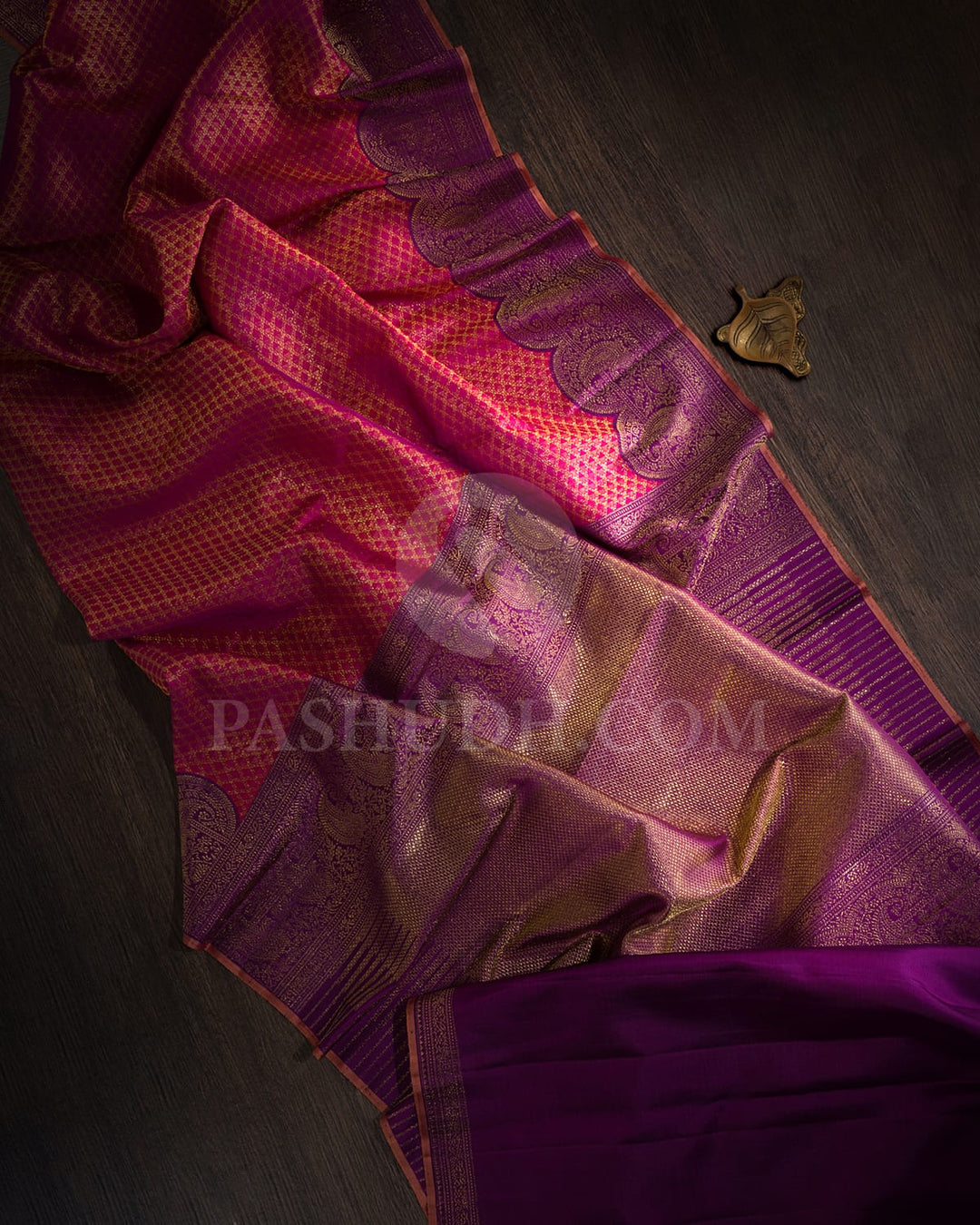 Raspberry Pink And Violet Kanjivaram Silk Saree-S1572(B)
