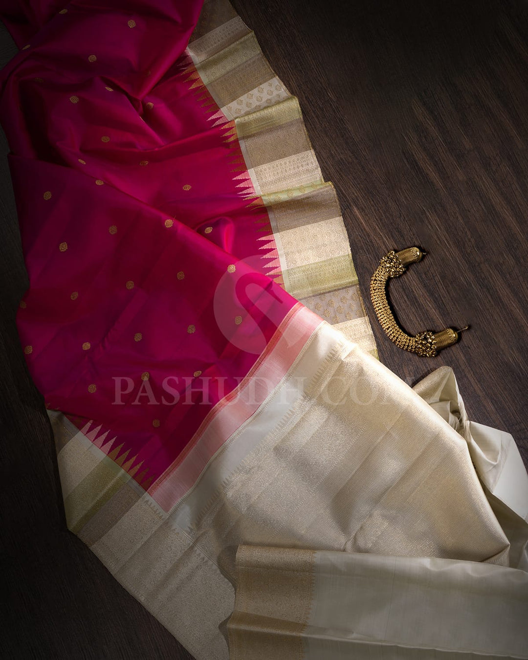Rani Pink With Pastel Green Kanjivaram Silk Saree-S1606(A)