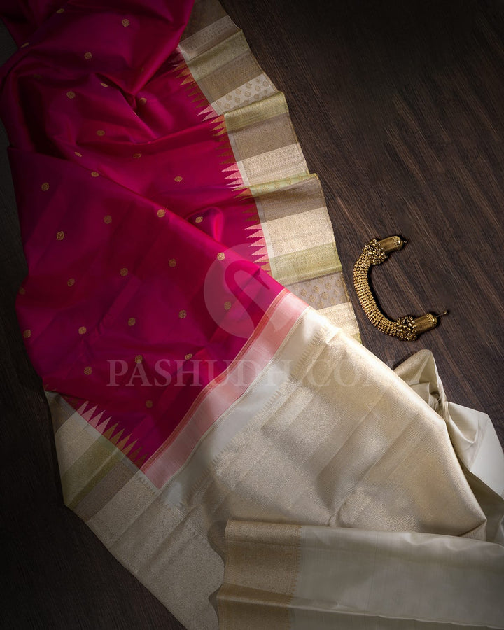 Rani Pink With Pastel Green Kanjivaram Silk Saree-S1606(A)