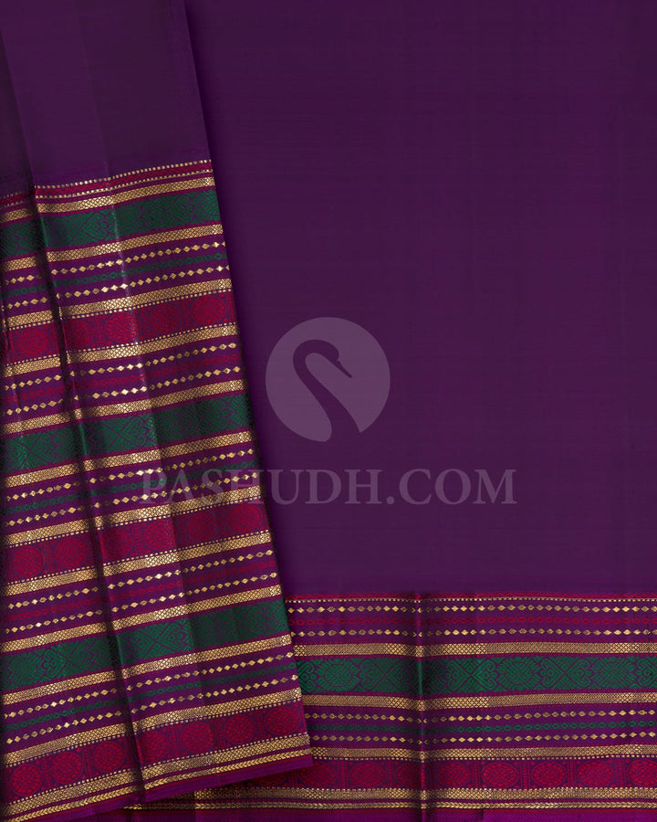 Turquoise Blue And Purple Kanjivaram Silk Saree-S1603(B)