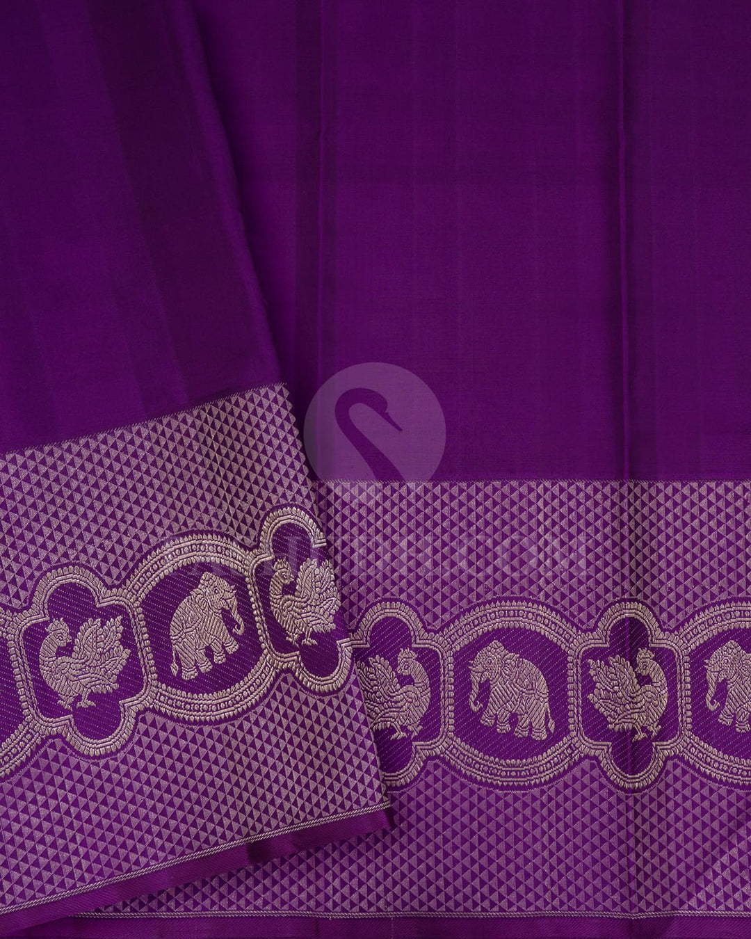 Sea Green With Violet Kanjivaram Silk Saree-S1585(B)