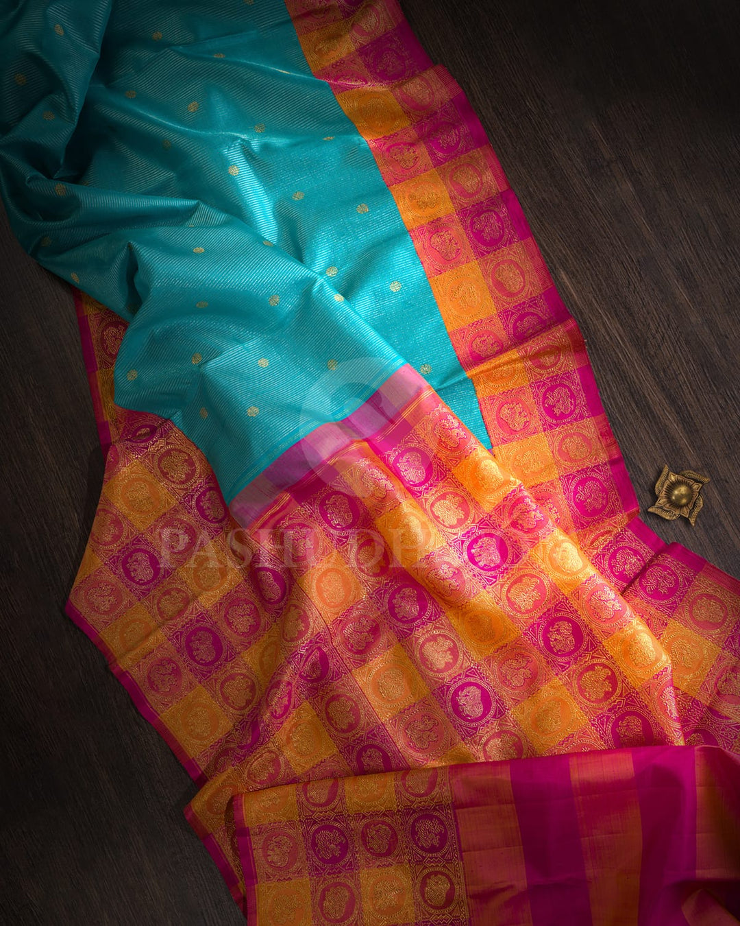Turquoise Blue Kanjivaram Silk Saree-S1619(A)