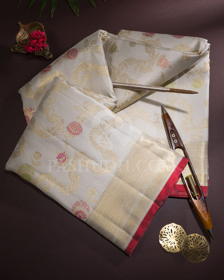 Half White Kanjivaram Silk Saree-S1488(D)