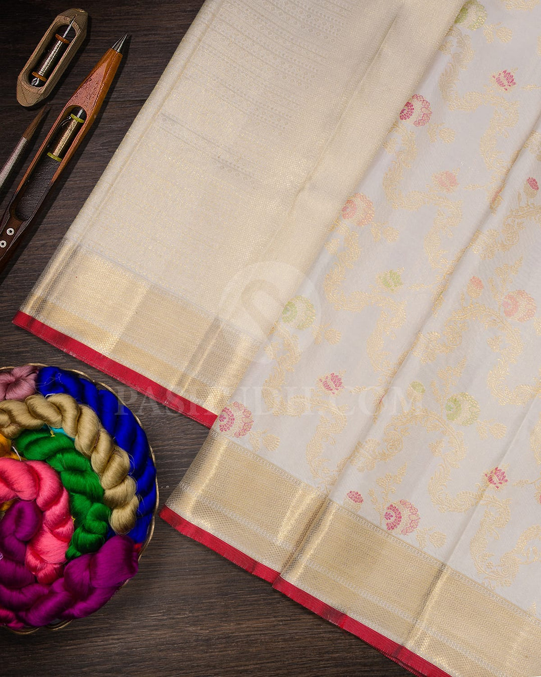 Half White Kanjivaram Silk Saree-S1488(D)