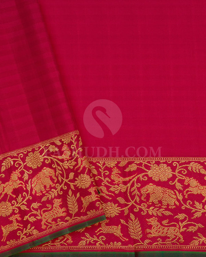 Half White,Beige And Maroon Kanjivaram Silk Saree-S1611(A)