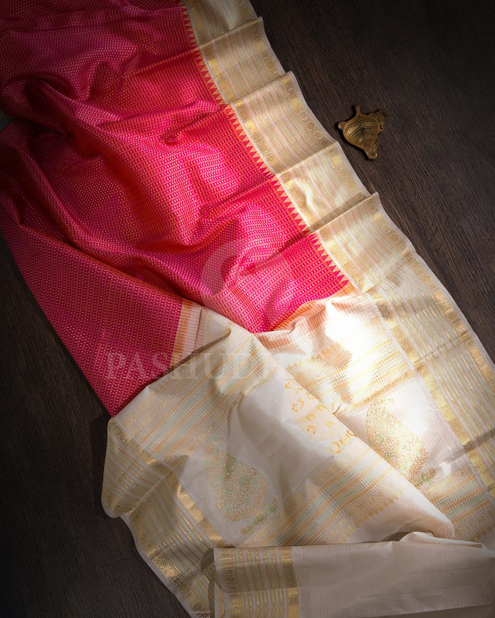 Shades Of Pink With Grey Kanjivaram Silk Saree-S1615(A)