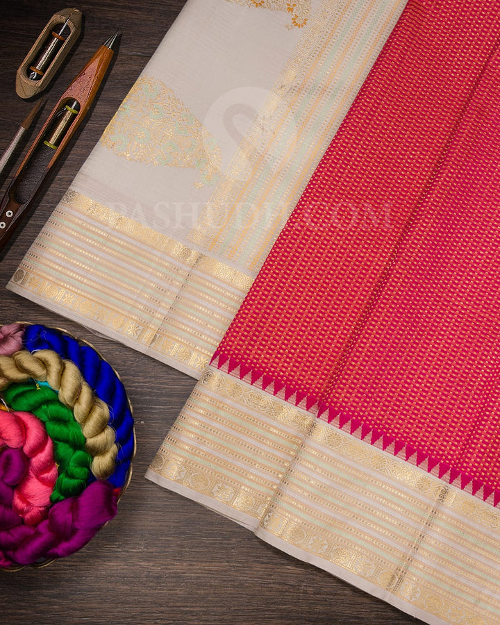 Shades Of Pink With Grey Kanjivaram Silk Saree-S1615(A)