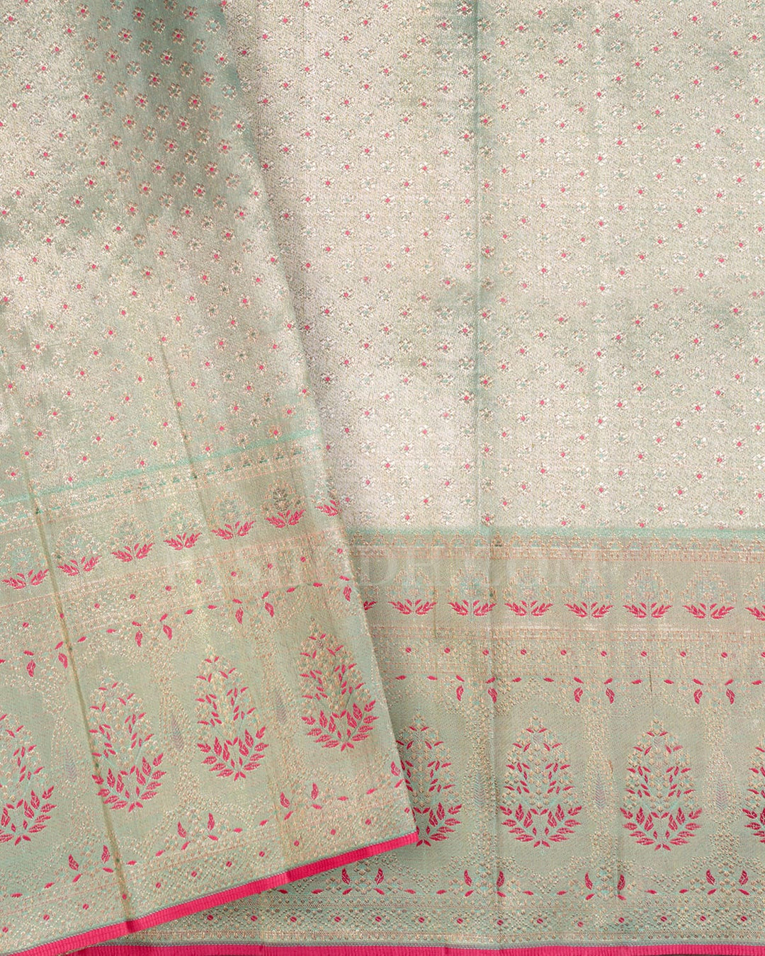 Tuscany Yellow And Powder Blue Kanjivaram Silk Saree-S1037(F)