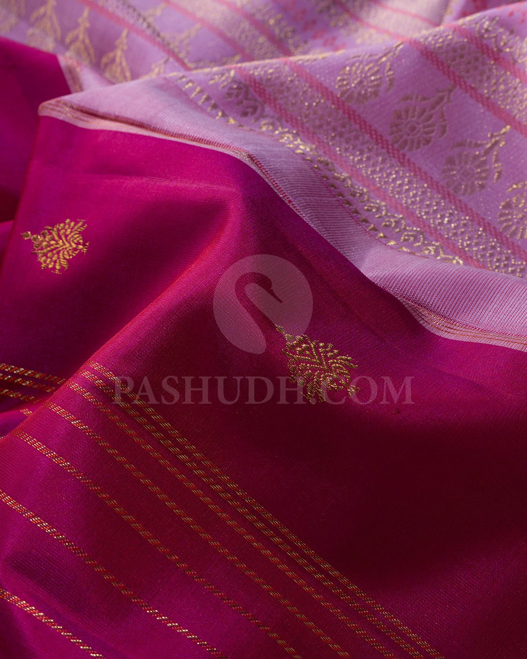 Magenta With Lilac Kanjivaram  Silk Saree-S1432(C)