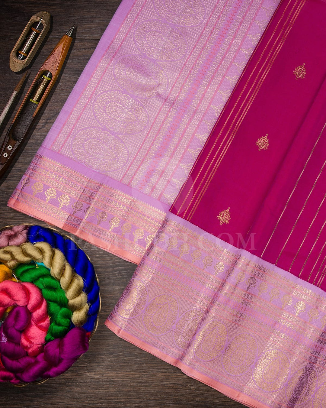 Magenta With Lilac Kanjivaram  Silk Saree-S1432(C)