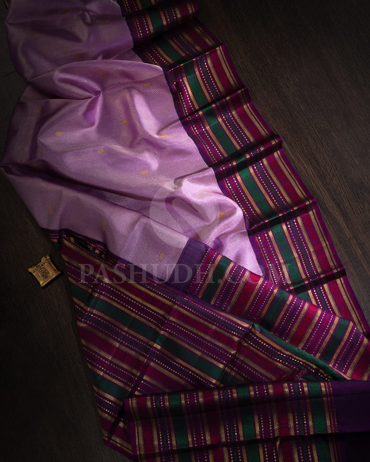Lavender With Purple Kanjivaram Silk Saree-S1603(A)