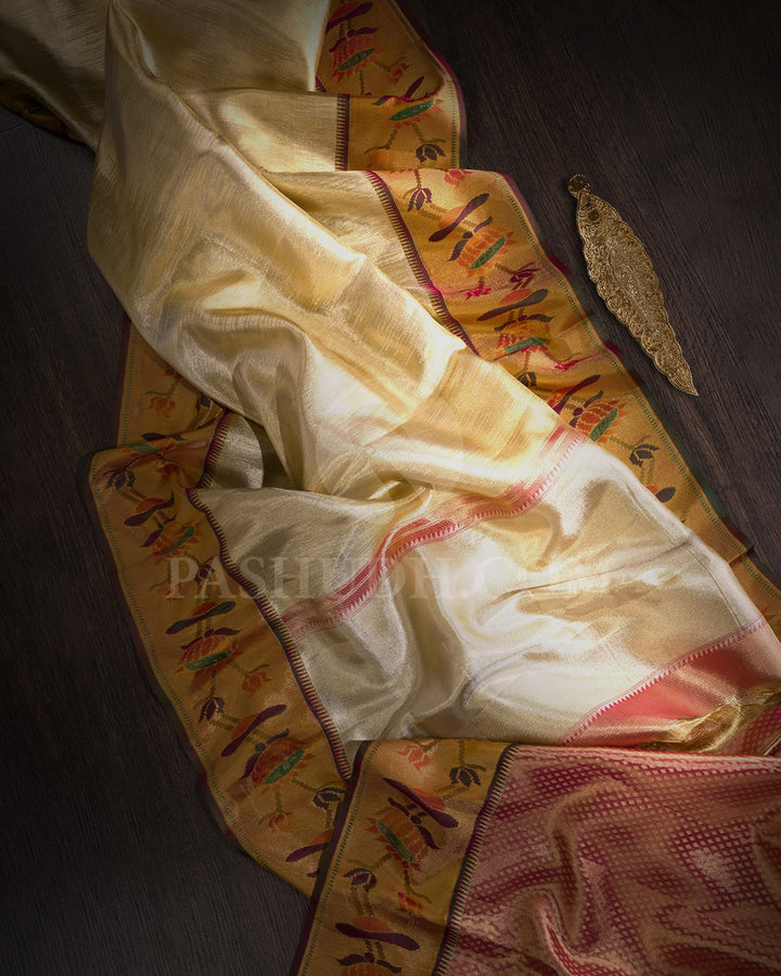 Gold Silver Shimmer Kanjivaram Silk Saree-SS3