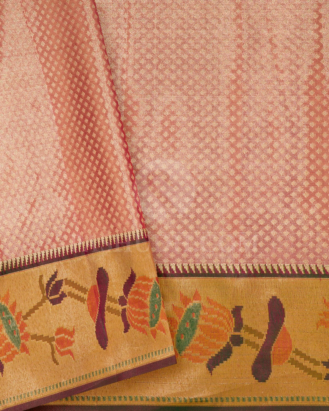 Gold Silver Shimmer Kanjivaram Silk Saree-SS3