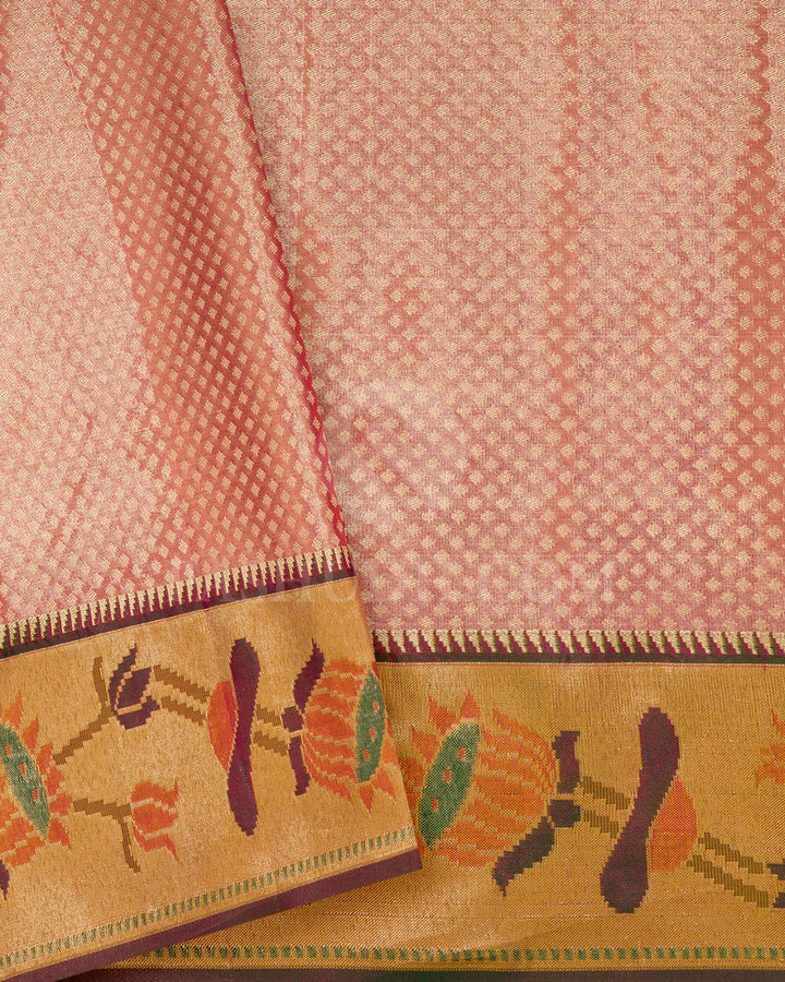 Gold Silver Shimmer Kanjivaram Silk Saree-SS3