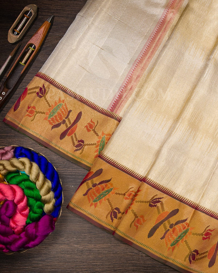 Gold Silver Shimmer Kanjivaram Silk Saree-SS3