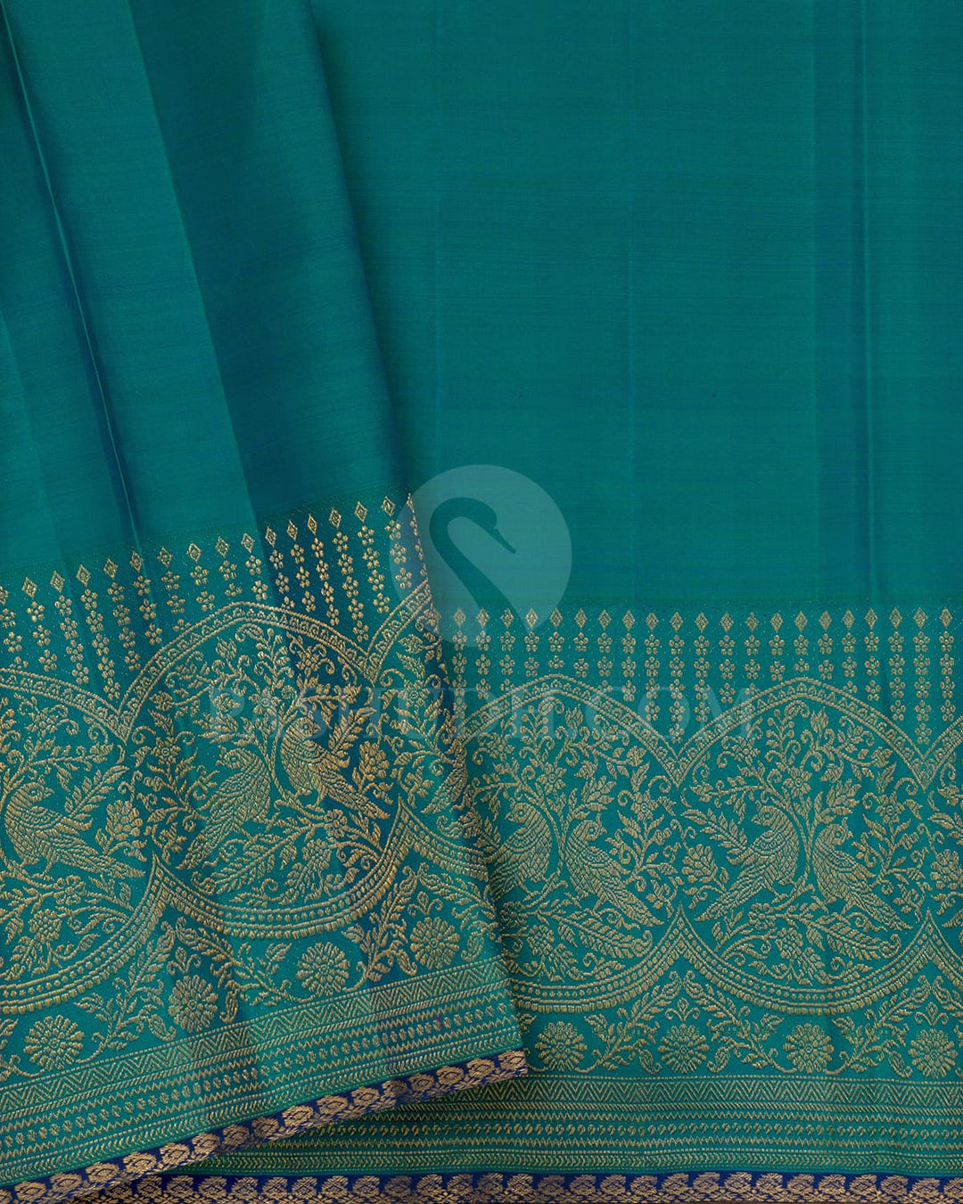 Emerald Green With Anandha Blue Bridal Shimmer Kanjivaram Silk Saree-S1607(A)