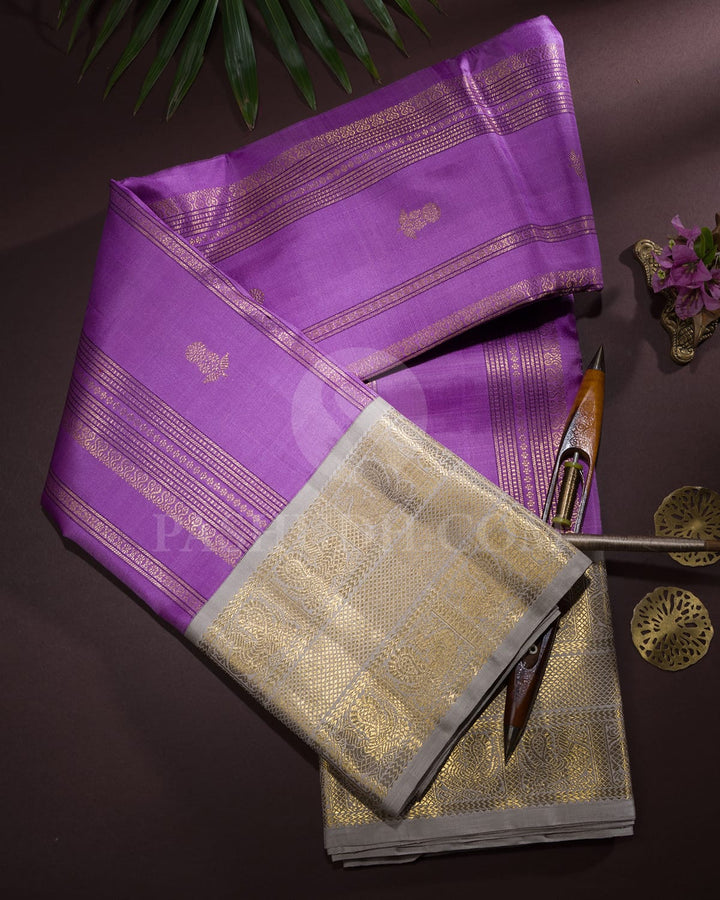 Lavender With Grey Kanjivaram Silk Saree-S1333(E)