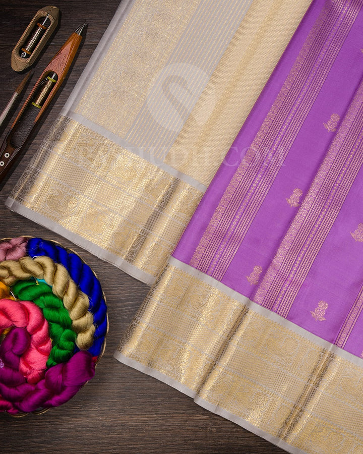 Lavender With Grey Kanjivaram Silk Saree-S1333(E)