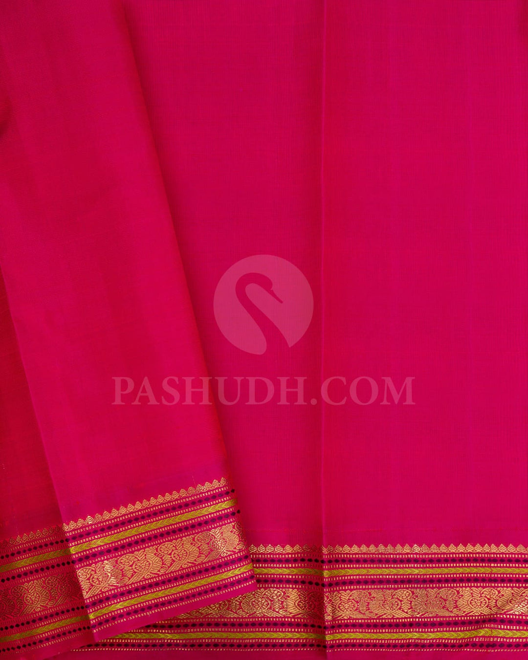 Parrot Green With Rani Pink Pure Zari Kanjivaram Silk Saree-SP359