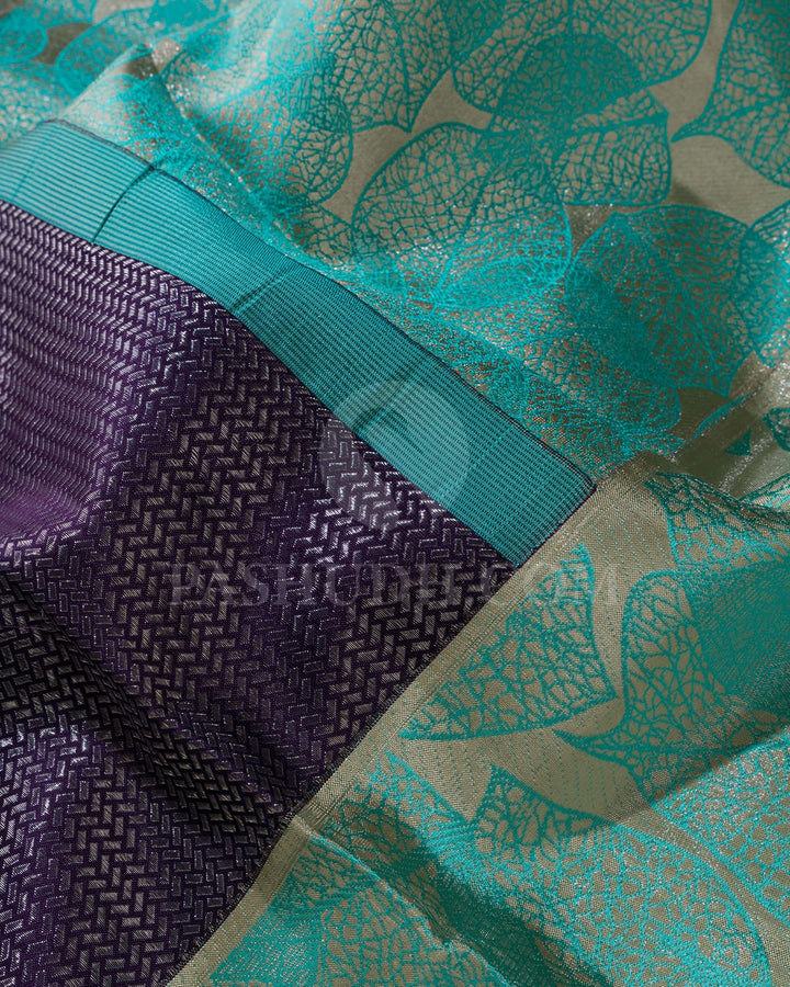 Purple And Beige Kanjivaram Silk Saree-D658(C)