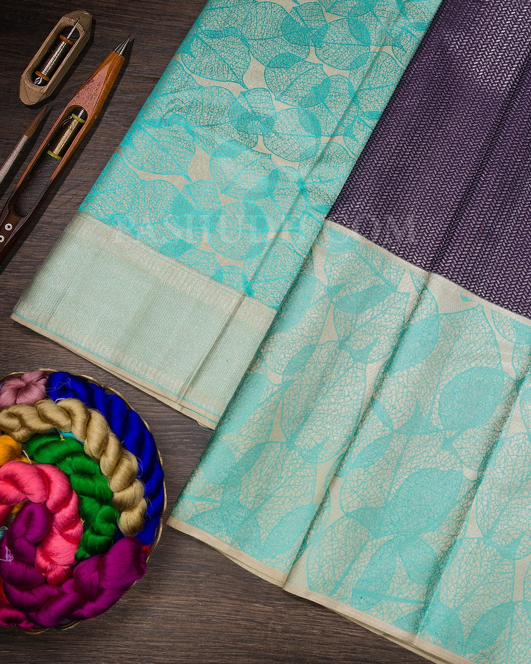 Purple And Beige Kanjivaram Silk Saree-D658(C)