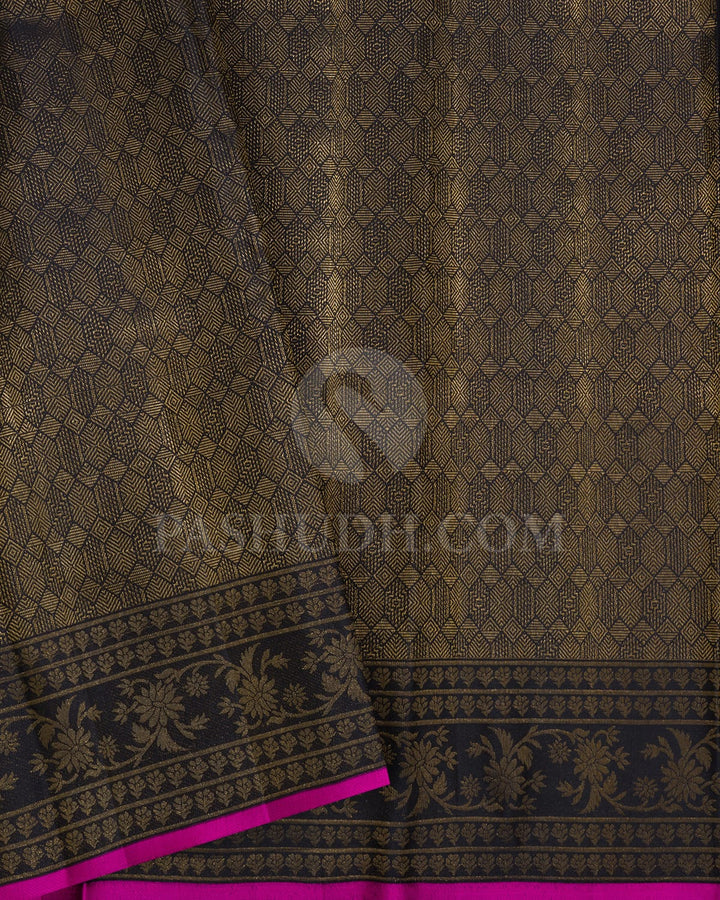 Half White And Beige Kanjivaram Silk Saree-DJ413(A)