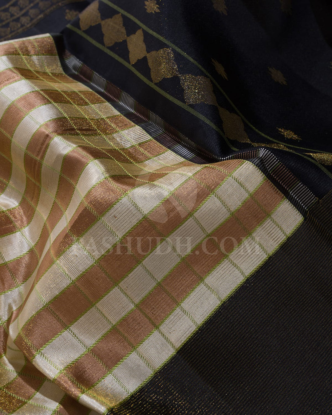 Half White And Beige Kanjivaram Silk Saree-DJ413(A)